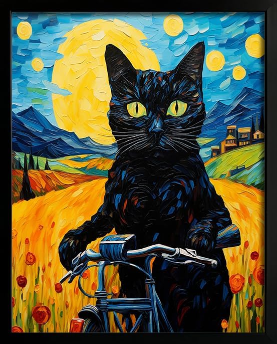 Hamduker Van Gogh Wall Art Cat Poster Starry Night Funny Bathroom Vintage Wall by Unknown