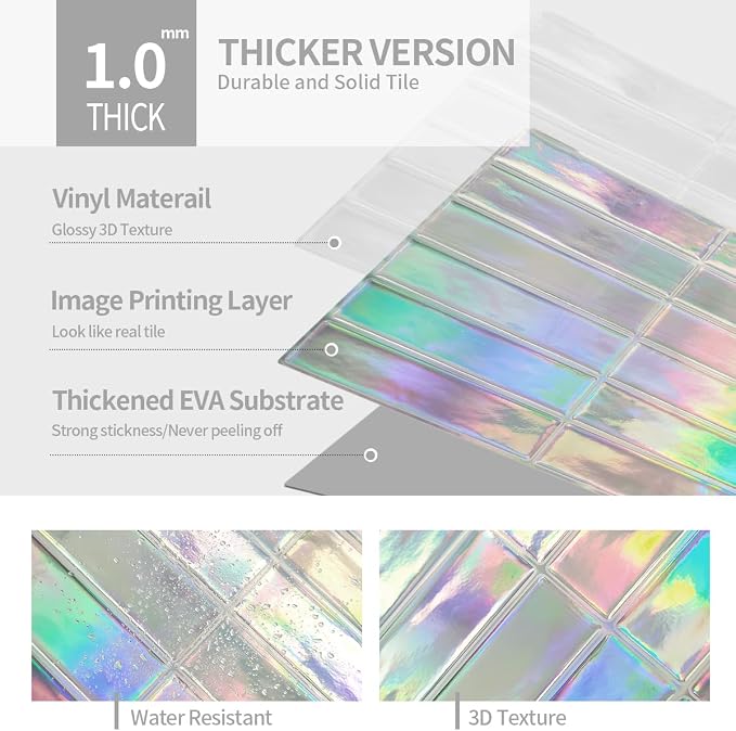 Peel and Stick Backsplash 3D Wall Tiles, Self-Adhesive, Oil Proof, Waterproof - Image 7
