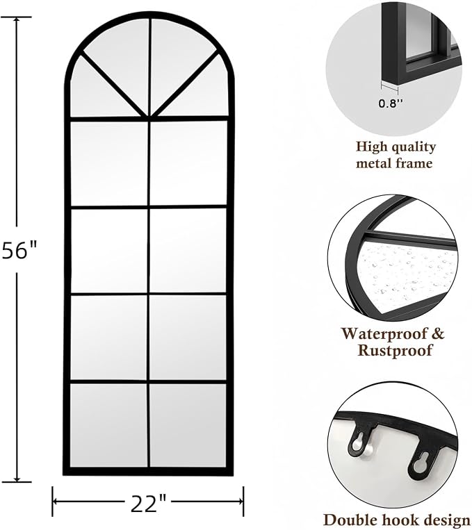 Floor Length Mirror, Oversize Farmhouse Full Body Standing Mirrors - Image 2