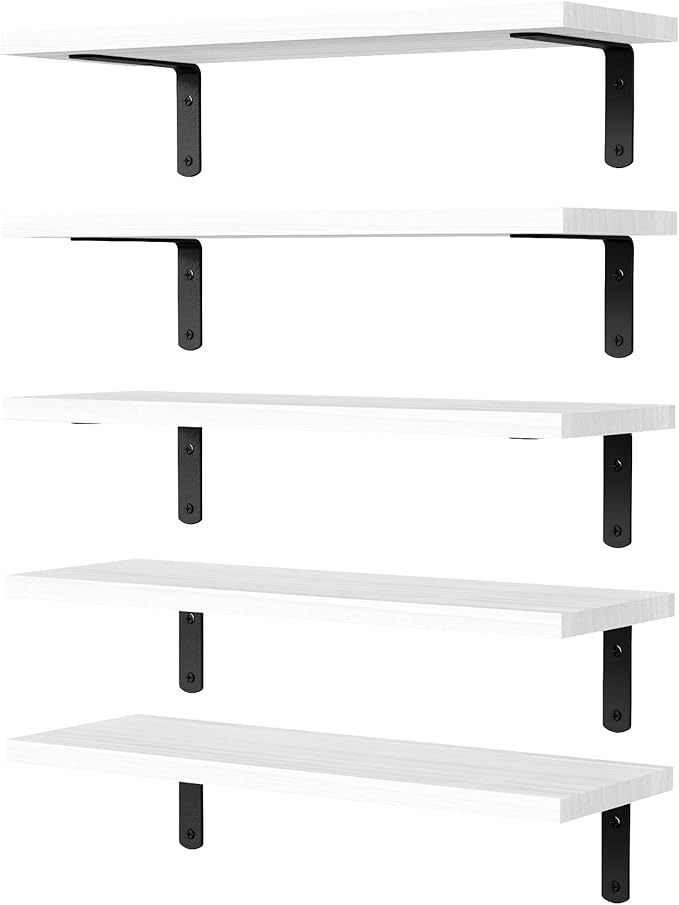 DOLLFIO Floating Shelves, 5 Sets Wall Shelves, Wooden Floating Shelves by DOLLFIO