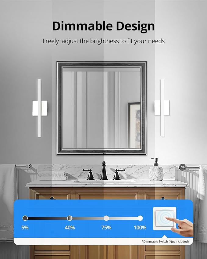 Combuh Dimmable Vanity Light Bar, 9W Over Mirror Lighting Fixture Wall Sconce - Image 2