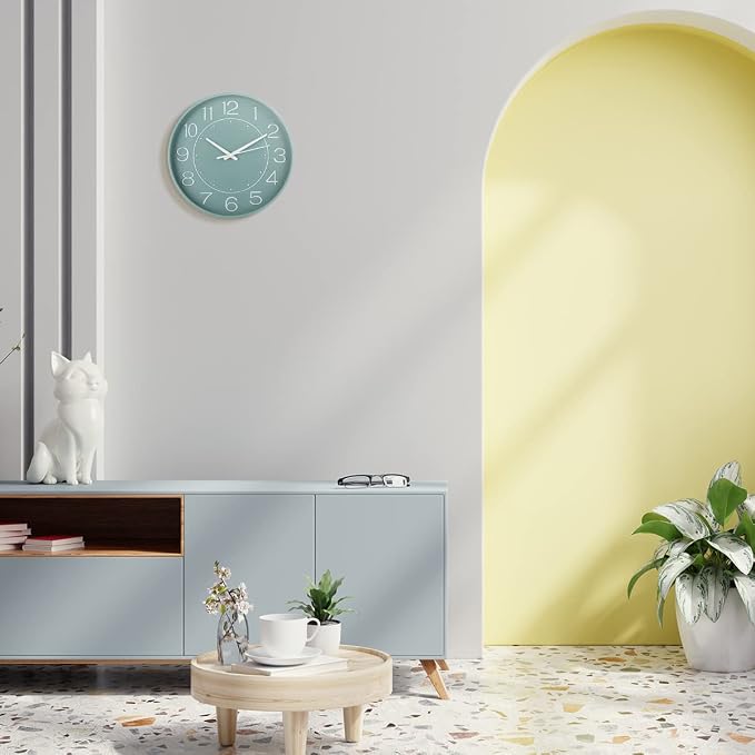 HZDHCLH 10 inch Small Wall Clock, Battery Operated, Mint Green, Modern Quartz - Image 4