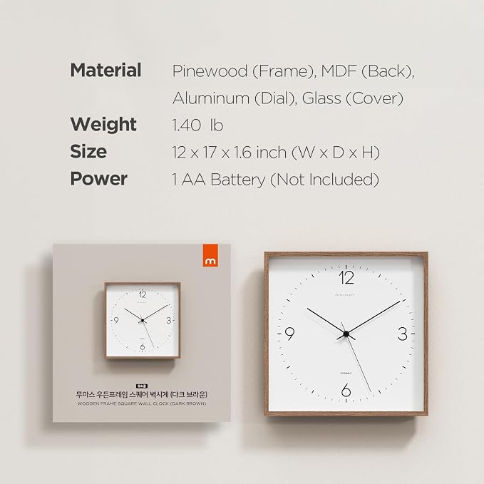 mooas Wooden Frame Flatwood Wall Clock - Image 8