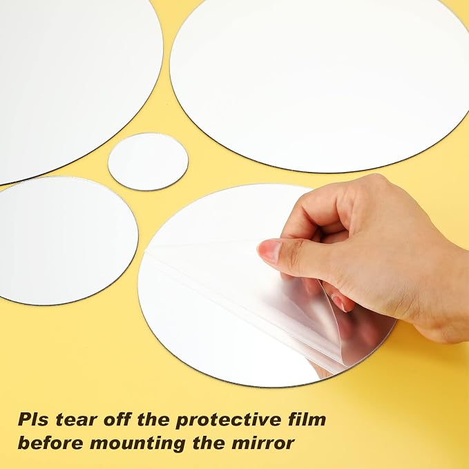 Shappy 32 Pcs Acrylic Mirror Wall Stickers Removable Round Wall Decal Circle - Image 4