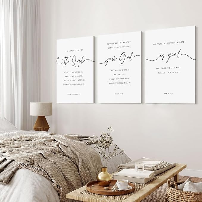 GUBIYU Christian Canvas Wall Art Set of 3, The Lord Your God is Good Wall Art - Image 6