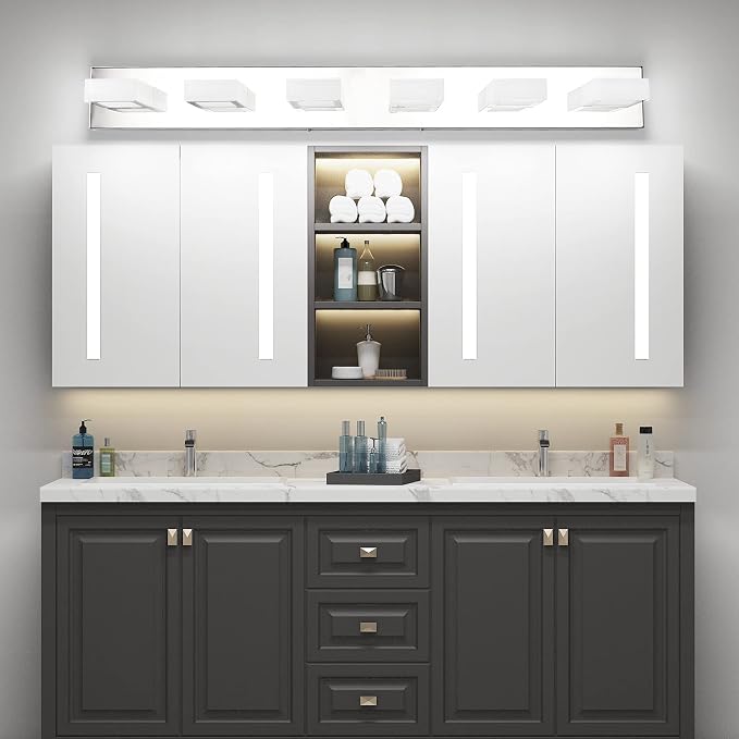Ralbay LED Modern Chrome Vanity Lights 6 Lights Stainless Steel Acrylic Modern - Image 4