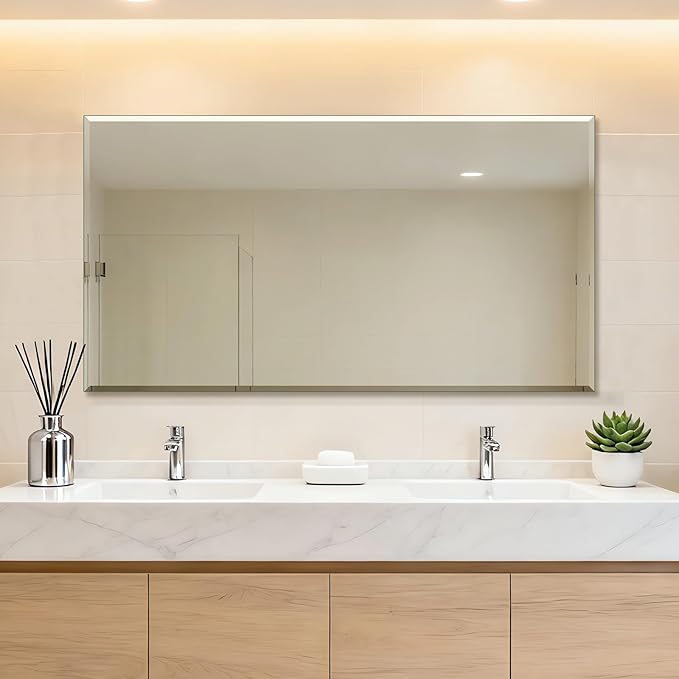 Ruomeng Frameless Mirror for Wall, 55x30 Inch Bathroom Vanity Mirror Farmhouse - Image 2