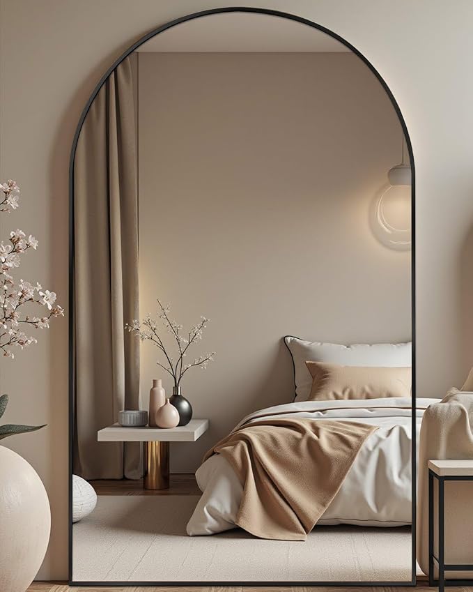 DMWOODFL 81"x41" Black Arched Full Length Mirror by DMWOODFL