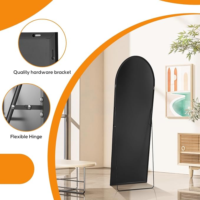 Arched Mirror Full Length, Upgraded 16"x59" Body Wall Mirrors - Image 5