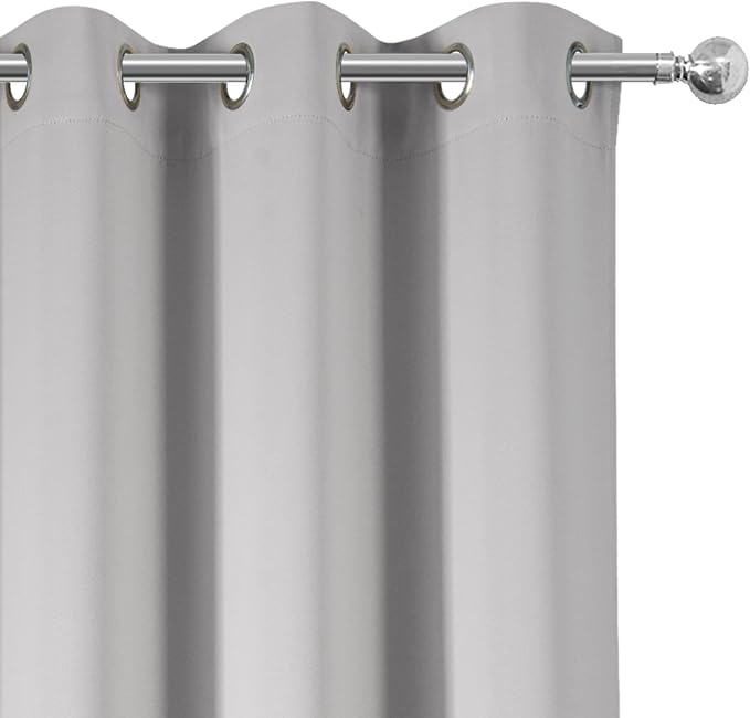 LEMOMO Blackout Curtains 52 x 90 Inch Long Light Grey Curtains Set of 2 Panels - Image 6