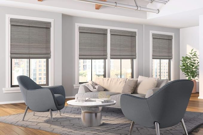 Cordless Woven Wood Roman Shades, 65W x 72H, Winthrop Camel, Sizes 20-72 Wide - Image 2
