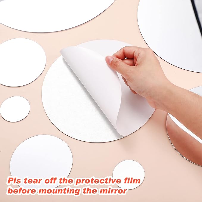 Shappy 32 Pcs Acrylic Mirror Wall Stickers Removable Round Wall Decal Circle - Image 4