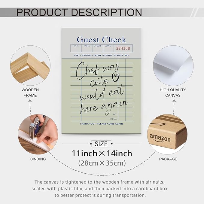 Framed Wall Art Posters Trendy Kitchen Guest Check Prints Chef Was Cute Would - Image 2