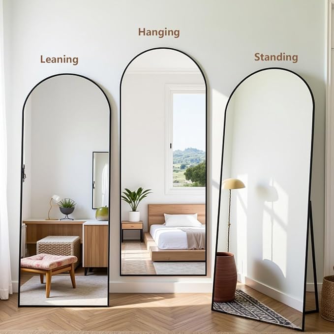 Prywot Arched Floor Mirror, 64 "x 21" Full Length Mirror Wall Mirrors Hanging - Image 5