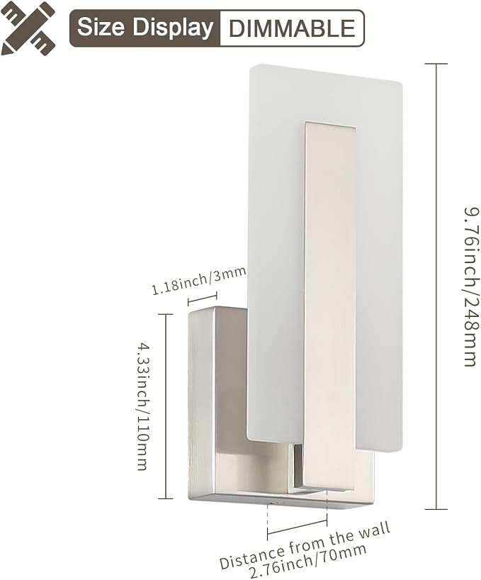Joosenhouse LED Wall Sconce Set of 2, Hardwired Dimmable Wall Mounted Lights - Image 5
