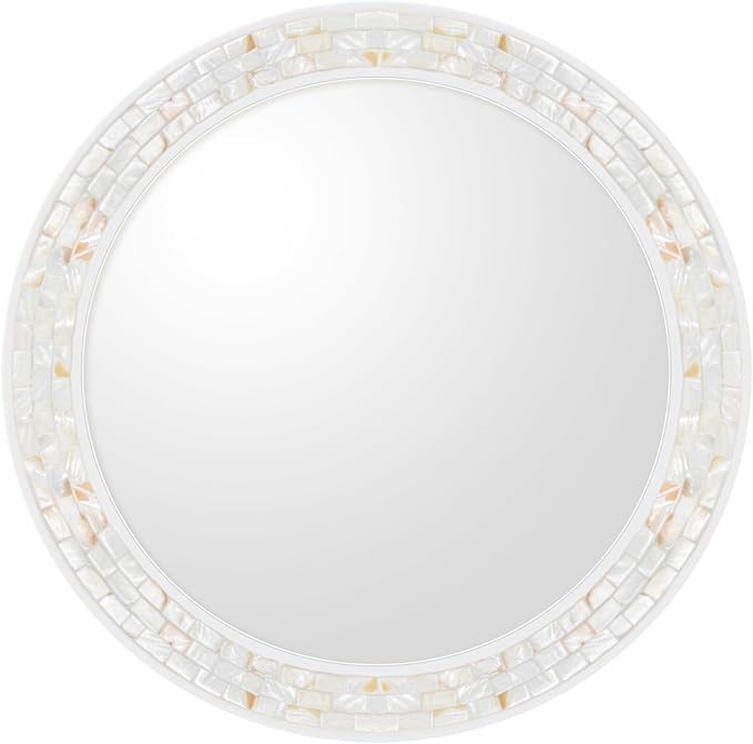 Large Round Mirror 36 Inch, Natural Mother of Pearl Inlay Mosaic Frame Circle - Image 7