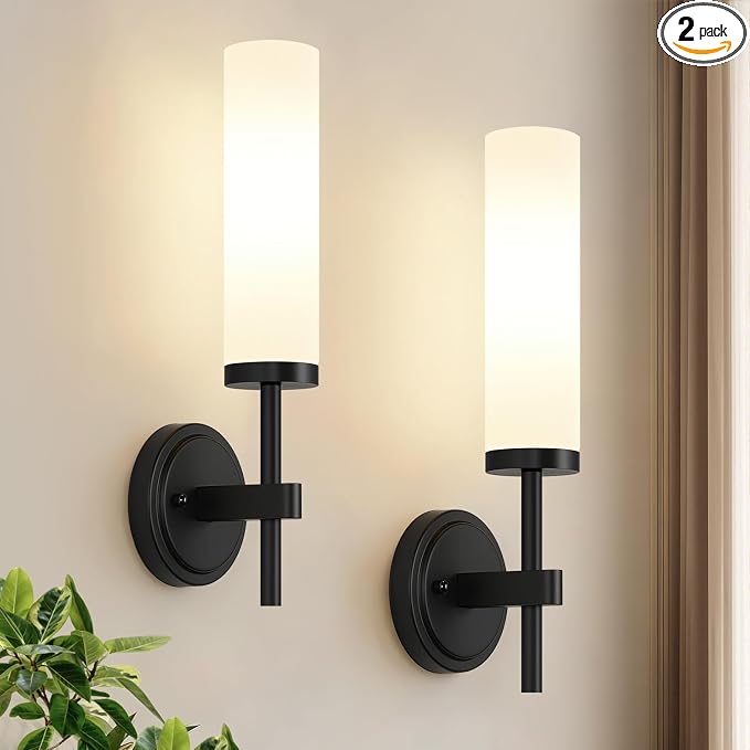 MOKATNG Wall Sconces Set of Two, Matte Black Bathroom Sconces by Bathroomlightfixtures