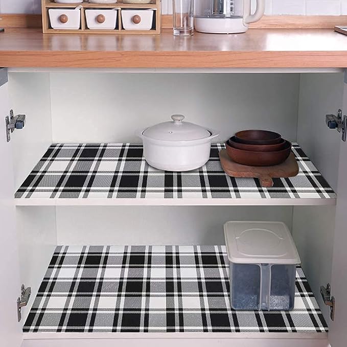 Guvana 17.7"x118" Black and White Trellis Contact Paper Peel and Stick - Image 2