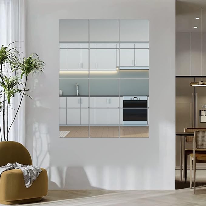 JEOYOO Full Length Wall Mirror Tiles, Frameless Full Body Mirror Tiles - Image 5