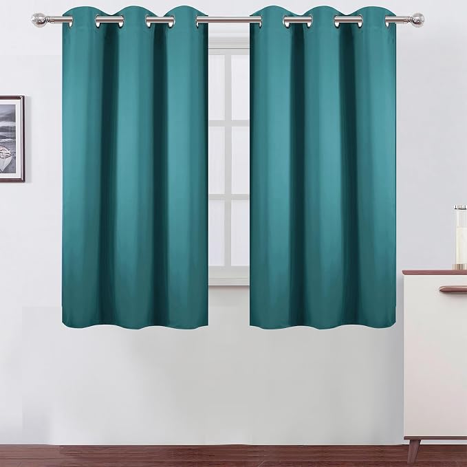 LEMOMO Sea Teal Blackout Curtains 42 x 54 Inch Length Set of 2 Panels Grommet by Lemomo