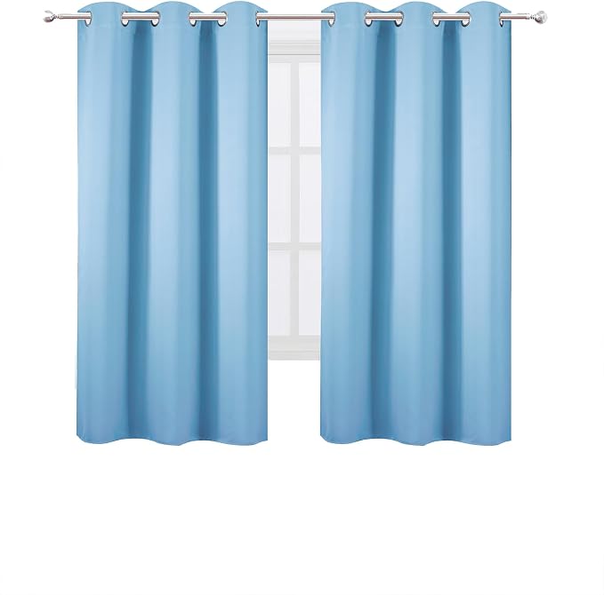LEMOMO Sky Blue Blackout Curtains/42 x 63 Inch Length Kids Curtains/Set of 2 - Image 2