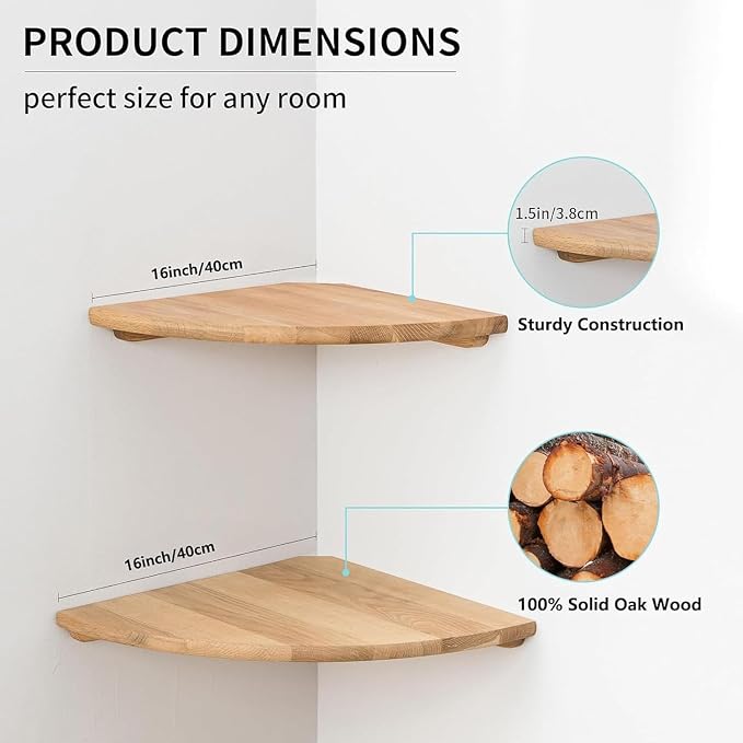 Corner Shelves, Floating Corner Shelf, Round End Wall Mount Display Shelf - Image 6