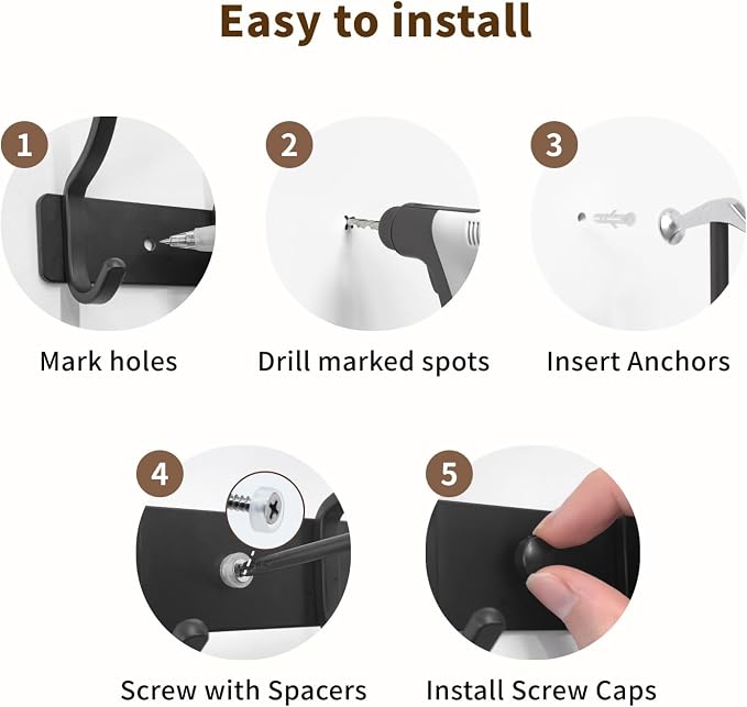 GWAAZXGZ Black Coat Rack Wall Mount - Image 7