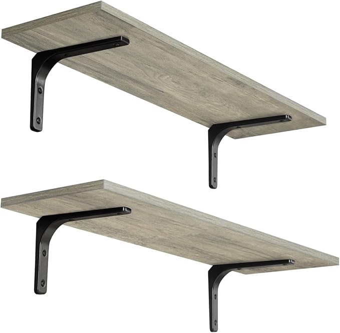 DINZI LVJ Long Wall Shelves, 23.6 Inch Wall Mounted Shelves Set of 2, by DINZILVJ