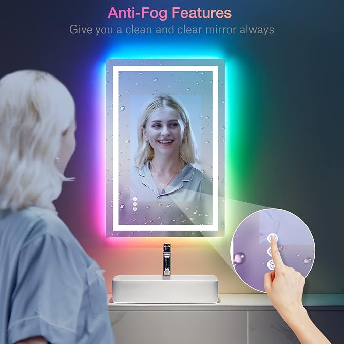 LOAAO 28"X36" LED Bathroom Mirror - Image 3