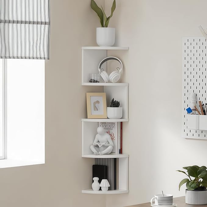 5-Tier Floating Corner Shelf Wall Mount, Heavy Duty Wall Corner Bookshelf - Image 5