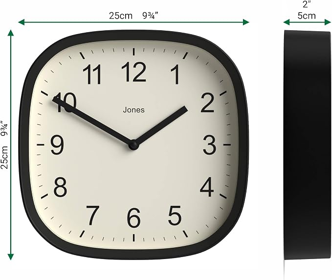 JONES CLOCKS® Sprite wall Clock | Modern Retro Rounded Square Clock | 10 inch | - Image 4