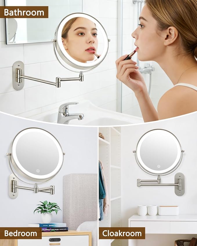 DECLUTTR 9" Wall Mounted Lighted Makeup Mirror, Rechargeable 1X/20X Magnifying - Image 7
