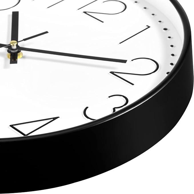 Foxtop 14 Inch Black Wall Clock Large Silent Non-Ticking Battery Operated Round - Image 7