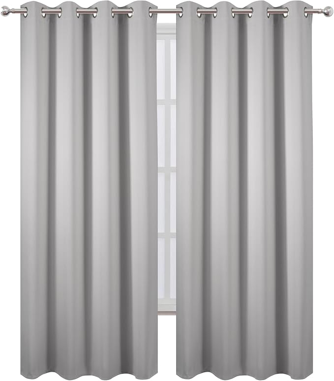 LEMOMO Blackout Curtains 52 x 120 Inch Long Light Grey Curtains Set of 2 Panels - Image 2