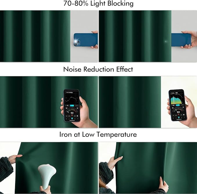 MIULEE Christmas Hunter Green Back Tab Blackout Curtains 90 Inches Long 2 - Image 5