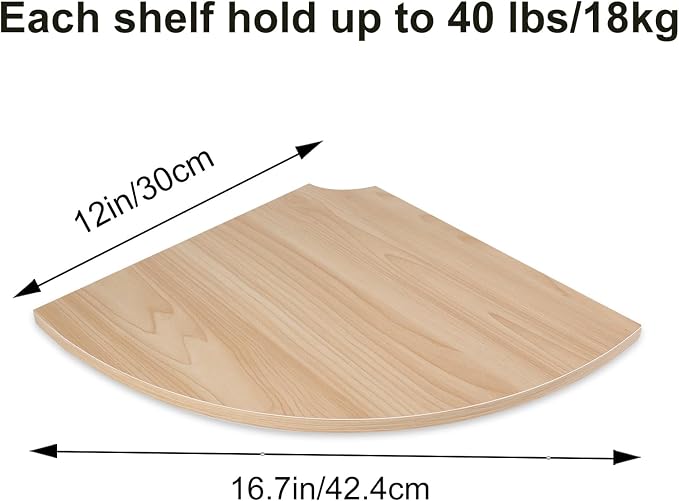 JJL Corner Wall Shelf, 12-Inch Sector Shelf, Light White - Image 3