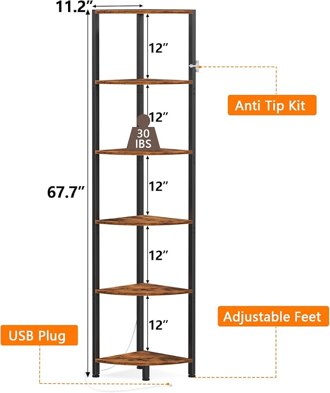 Furnulem 6 Tier Corner Shelf - Image 2