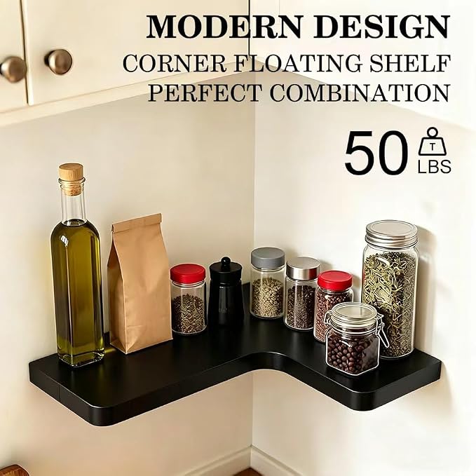 Floating Corner Shelves, Wall Shelf Set of 3, Shelves - Image 4