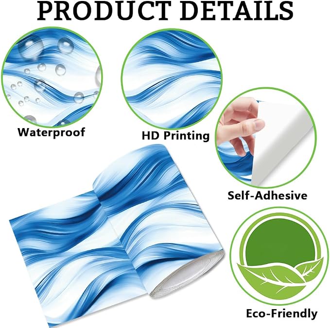 Ocean Wave Border Wallpaper Border Peel and Stick 196.9 x 3.9 Inch Ocean Waves - Image 5