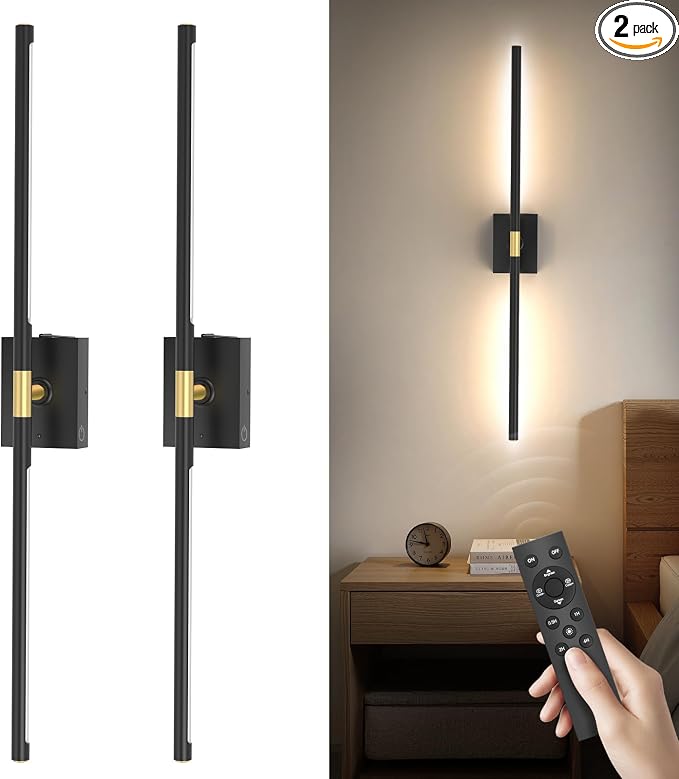 Battery Operated Wall Sconces Set of 2: 10000mAh Rechargeable Wall Lights by BatteryPoweredMotionSensorLight
