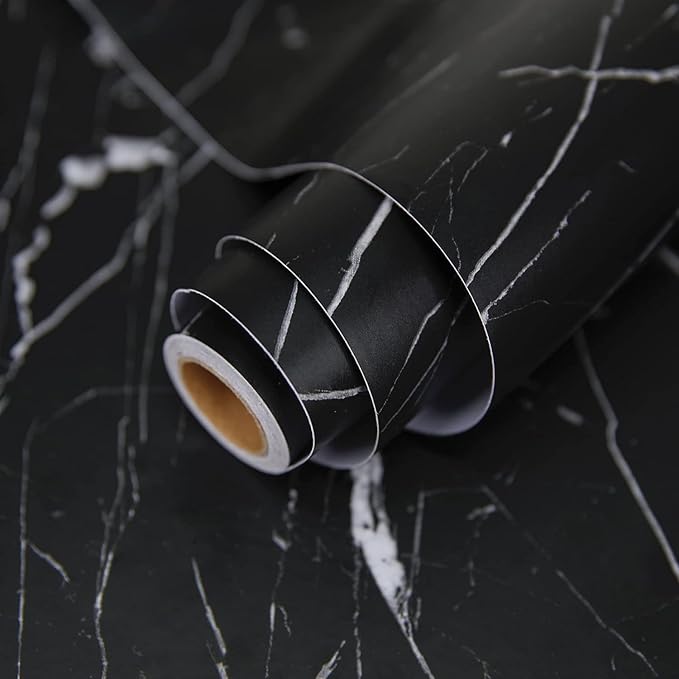 practicalWs 17.71" x 78.7" Marble Contact Paper Black/White Peel and Stick by practicalWs
