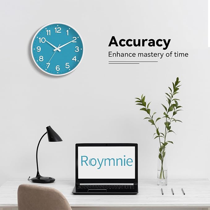 Roymnie Wall Clock, 10 Inch Silent Wall Clocks Battery Operated-Modern Non - Image 7