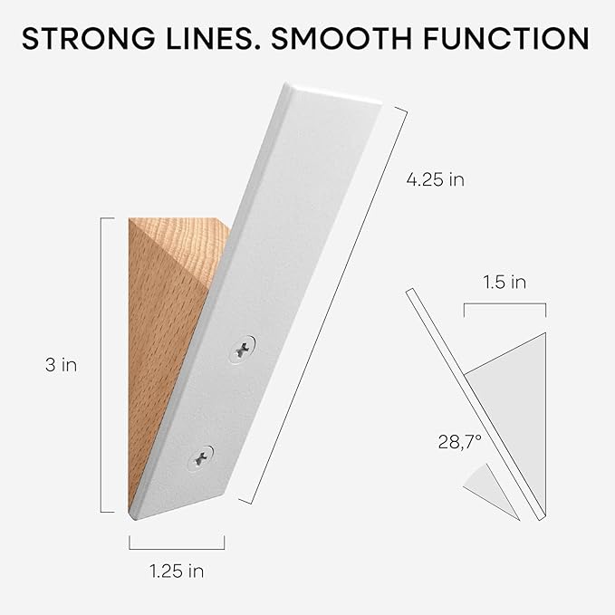 Homeforia Beech Wood Coat Hooks, High End Beech Wood & White Metal Wall Mounted - Image 4