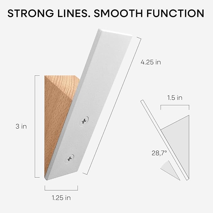 Homeforia Beech Wood Coat Hooks, High End Beech Wood & White Metal Wall Mounted - Image 4