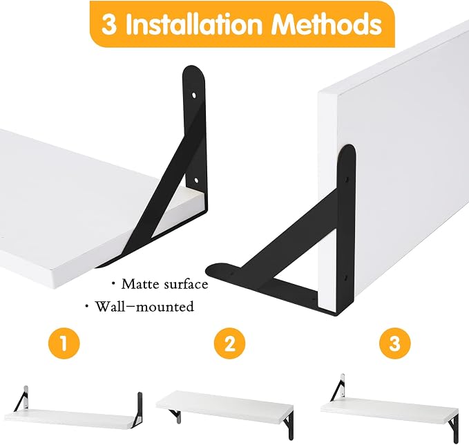 YGEOMER Floating Shelves for Wall, Different Sizes White Wall Shelves for - Image 4