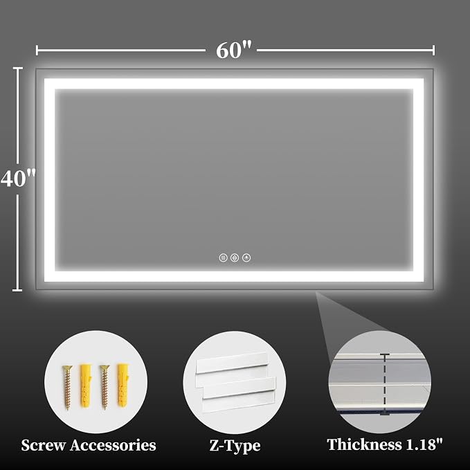 60"x40" LED Bathroom Mirror - Image 8