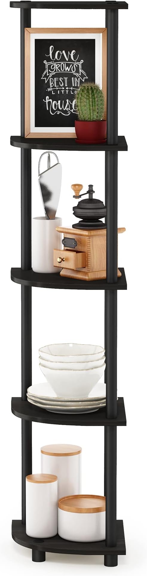 Furinno TURN-N-TUBE Corner Shelf, 5-Tier Corner Bookshelf, Open Storage Shelves - Image 6