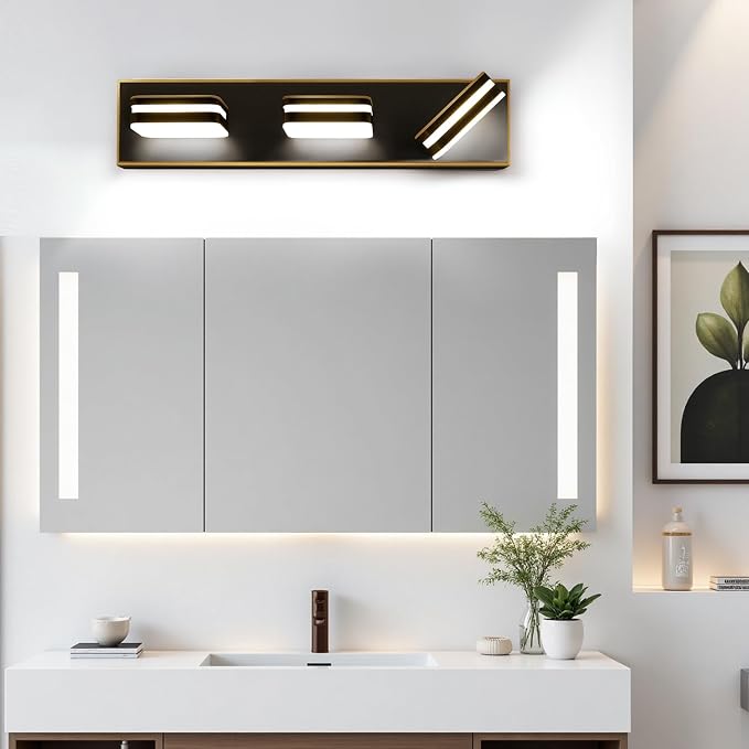 360° Rotate LED Bathroom Vanity Light Fixtures, 1300LM Acrylic Brown and Gold - Image 9