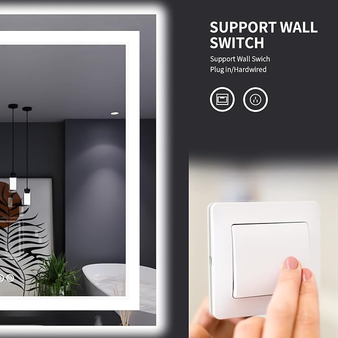 LOAAO 38"X38" LED Bathroom Mirror - Image 7