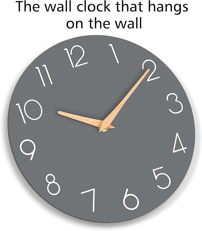 cicininc Wall Clock, 12 Inch Wooden Silent Non-Ticking, Decorative Battery - Image 7